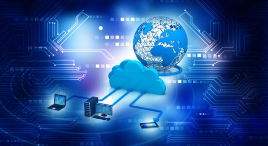 3d render of Electronic Devices with cloud server